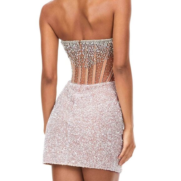 NWT Ashley Lauren 4564 Cocktail Dress Nude Size 2 - Picture 2 of 4